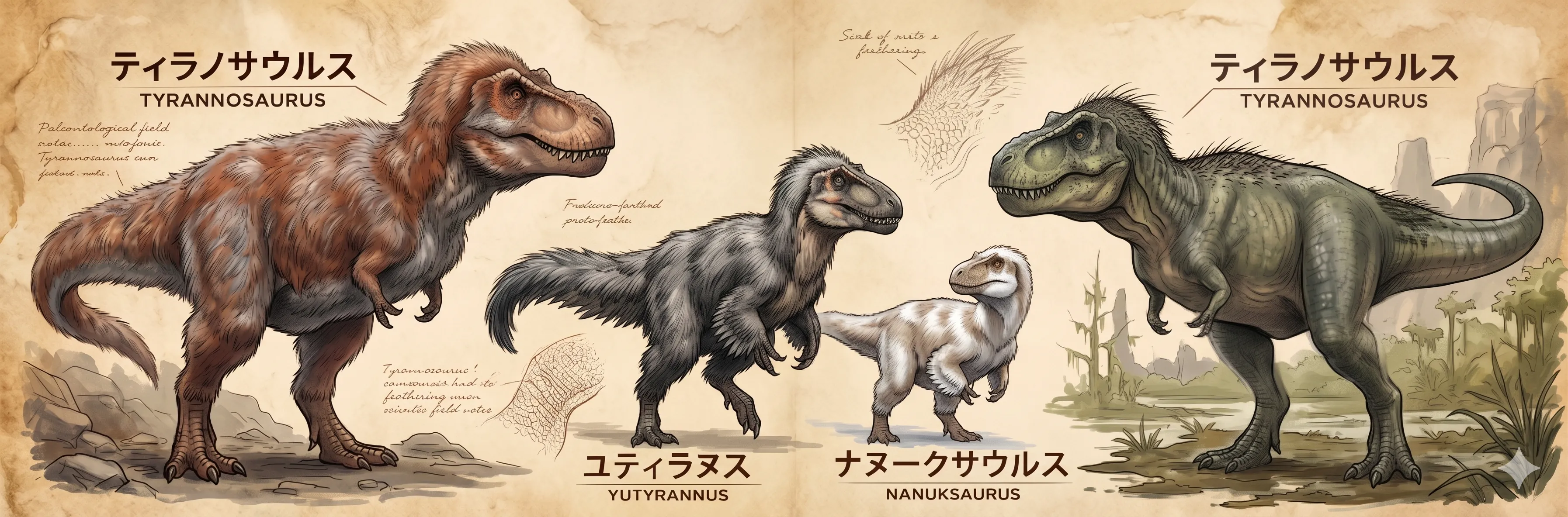 ティラノサウルスの「羽毛」論争と最新の姿：モフモフ説は否定された？