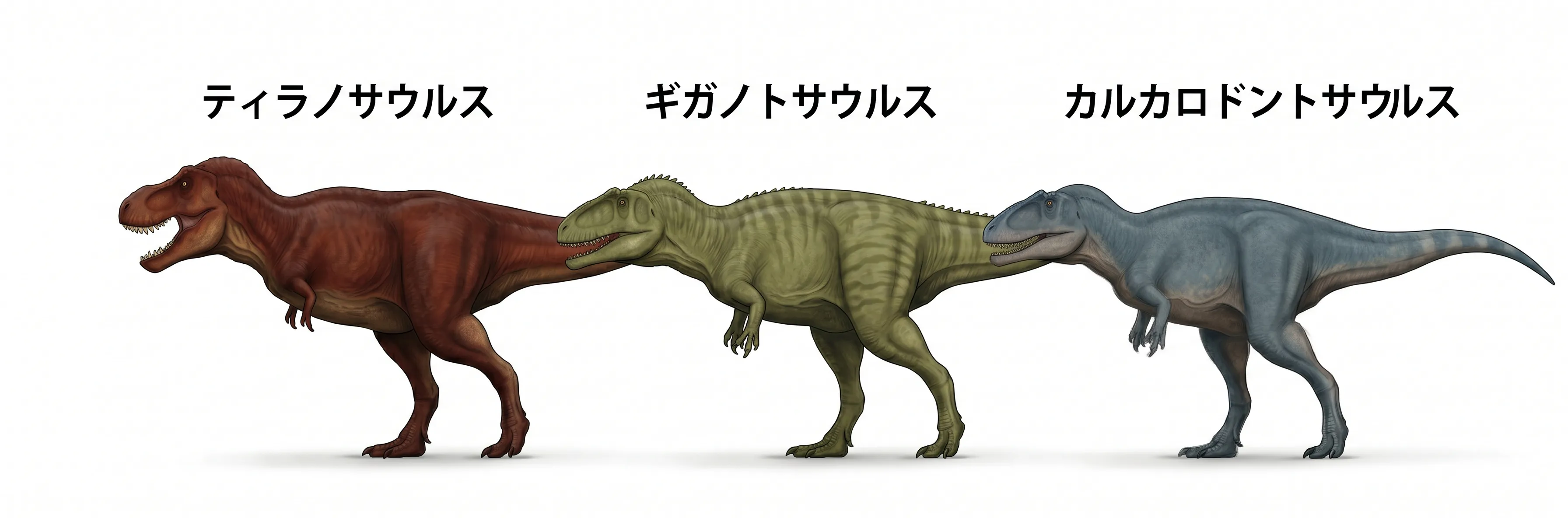 ティラノサウルスのサイズ比較イラスト
